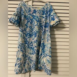 Lilly Pulitzer Blue and Cream Patterned Girls Dress